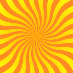 Sun rays background. Orange yellow radiate sun beam burst effect. Sunbeam light flash boom. Starburst poster. Sunlight star, sunrise glow burst. Solar radiance glare, retro design. Vector illustration