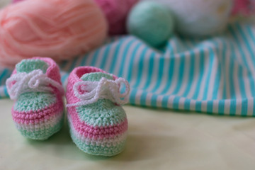 Fototapeta na wymiar Crochet Baby Booties