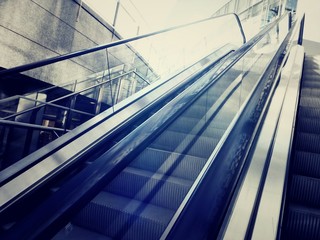 modern escalator in shopping center