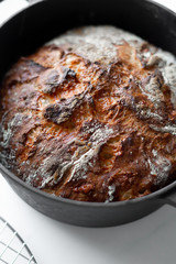 Sliced loaf of home made artisanal bread