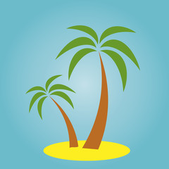 Fototapeta na wymiar Palm trees by the sea - vector illustration