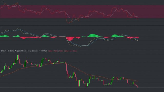 Bitcoin Chart with technical Indicators like RSI and MACD - time lapse - Clean chart