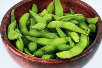 edamame soybeans on white background