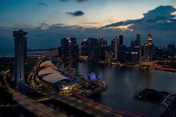 Fototapeta na wymiar Singapore - January 6 2019 - The Marina Bay seen from Singapore Flyer
