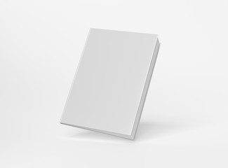 Blank A4 book hardcover mockup floating on white background 3D rendering - obrazy, fototapety, plakaty