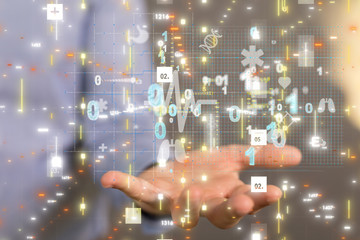 medical network connection with modern virtual screen, medical technology network concept.