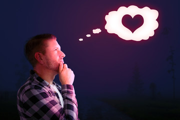 Man thinking about his love life at midnight