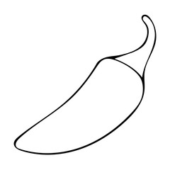 Vector hand drawn outline illustration of jalapeno pepper. Black contour doodle in line art style. Sketch of farm and garden vegetable. Isolated contour icon. Coloring book design element