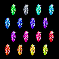 Colorful gems set. Jewelry crystals collection. Different gemstones