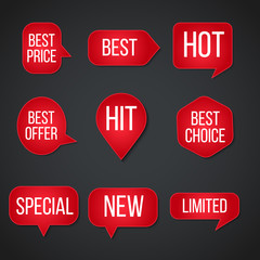 red sale stickers collection. Set of labels