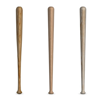 Set of wooden baseball bats, vector illustration.