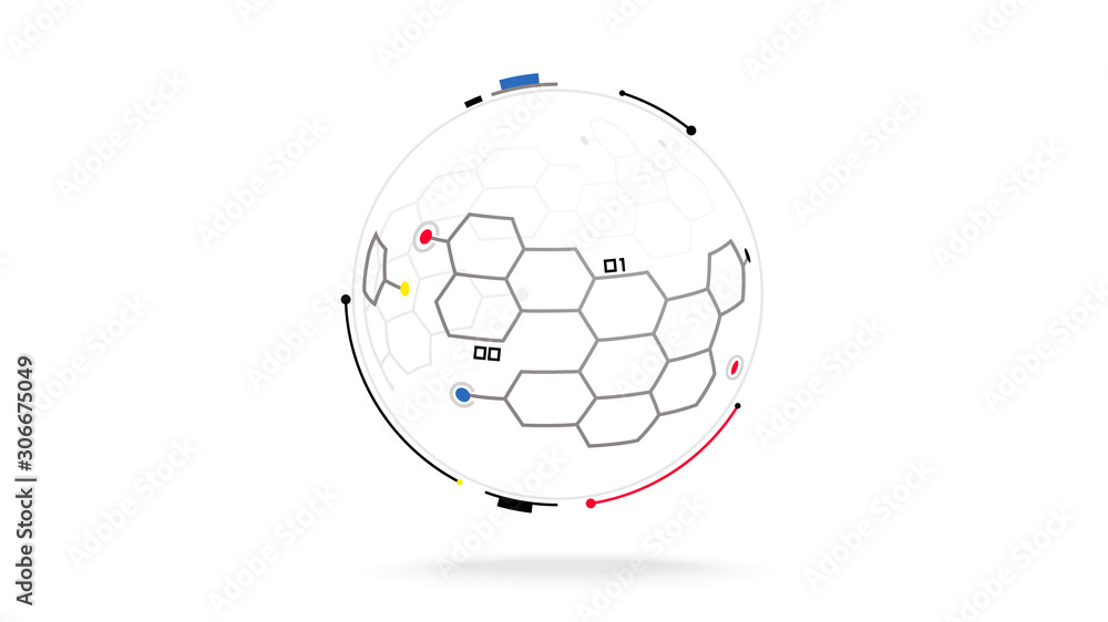 Poster futuristic science globe data network elements