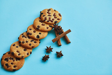 Sweet chocolate chip cookies. Healthy Food Snack Concept