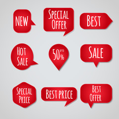 red sale stickers collection. Set of labels