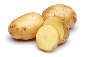 Fresh raw potatoes with slices isolated