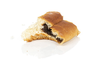 One whole sweet czech bun isolated on white background