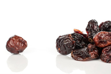 Lot of whole arranged dried cowberry................ isolated on white background