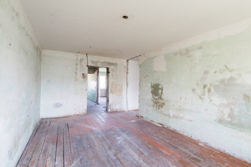 Russia, Moscow- July 23, 2019: interior room apartment. decrepit old careless not modern setting. cosmetic repairs required