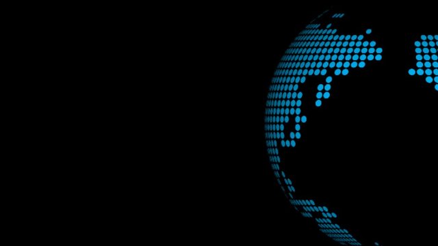 Global business concept, abstract Earth world map with dots connecting. Digital network rotating in space scientific. 