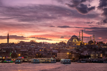 Beautiful Sunset At Eminonu, Istanbul, Turkey