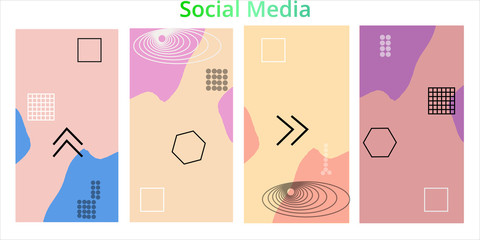 Editable story templates with empty place for text abstract creative backgrounds for social media. Bright colored with hand drawn scribbles promotional backgrounds for social media apps - vector eps10