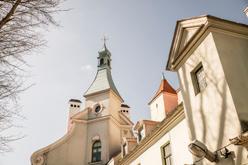 Fototapeta premium Old church on a sunny day located in Riga Latvia.