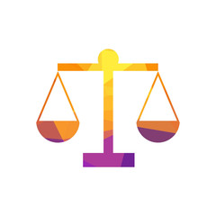 Scales of justice icon. Court of law symbol. Flat sign for web Vector. low poly style.