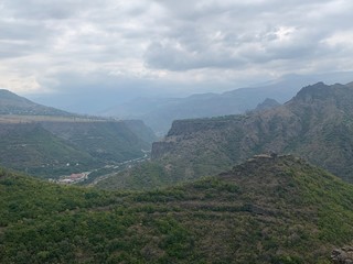 Obraz premium Scenic view on Kayan fortress & Dsevanq monastery, Lori, Armenia