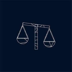 Law firm line trend logo icon design. Universal legal, lawyer, scales creative premium symbol. low poly concept