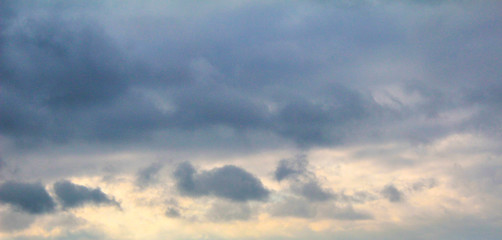 Winter gray blue sky at sunset and dawn