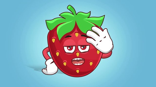 Cartoon Strawberry Face Animation Facepalm Upset Speak with luma Matte