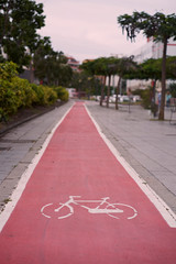Obraz premium roter Fahrradweg