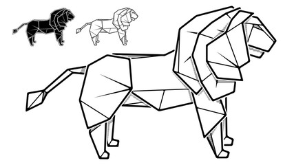 Image of paper lion origami (contour drawing).