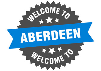 Aberdeen sign. welcome to Aberdeen blue sticker