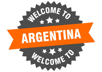 Argentina sign. welcome to Argentina orange sticker