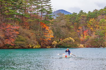 View of Goshiki-numa Five Colour Pond in Autumn, Urabandai, Fukushima, Japan
