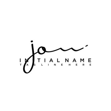 Initial letter JO Signature handwriting Logo Vector