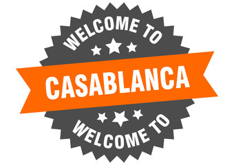 Casablanca sign. welcome to Casablanca orange sticker