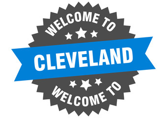 Cleveland sign. welcome to Cleveland blue sticker