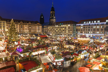 Christmas Market in Dresden, famous traditional European Winter holidays festive activity. Germany,...