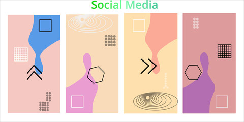 Editable story templates with empty place for text abstract creative backgrounds for social media. Bright colored with hand drawn scribbles promotional backgrounds for social media apps - vector eps10