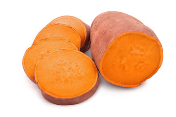 Sweet potato isolated on white background closeup