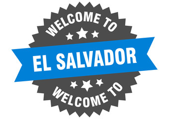 El Salvador sign. welcome to El Salvador blue sticker