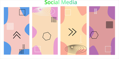 Editable story templates with empty place for text abstract creative backgrounds for social media. Bright colored with hand drawn scribbles promotional backgrounds for social media apps - vector eps10