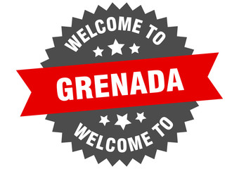 Grenada sign. welcome to Grenada red sticker