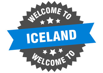 Fototapeta premium Iceland sign. welcome to Iceland blue sticker