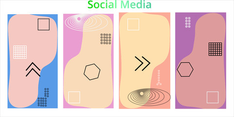 Editable story templates with empty place for text abstract creative backgrounds for social media. Bright colored with hand drawn scribbles promotional backgrounds for social media apps - vector eps10