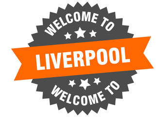 Liverpool sign. welcome to Liverpool orange sticker