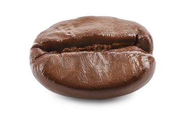 roasted coffee bean isolated on white background macro.