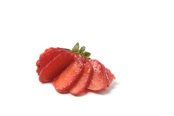 strawberry fruit slices on a white background